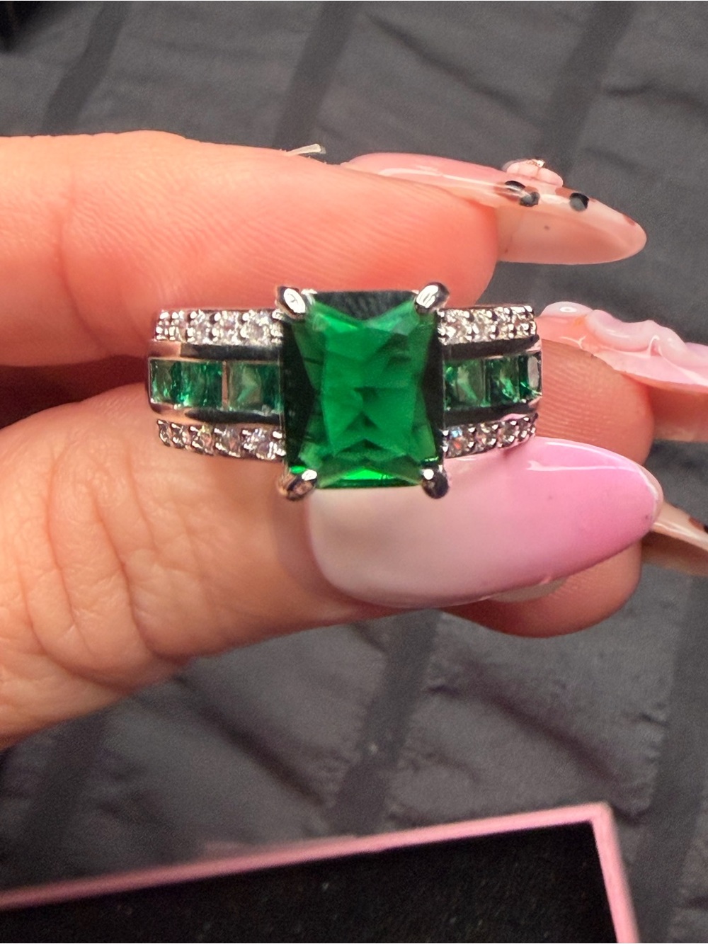 18K Gold Filled Emerald Green Emerald Cut AAA CZ Statement Ring | Size 9